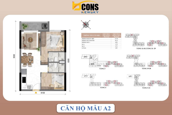 Layout căn hộ Bcons New SKy