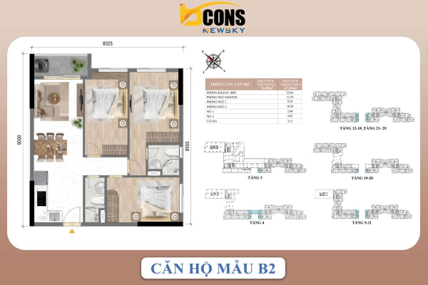 Layout căn hộ Bcons New SKy
