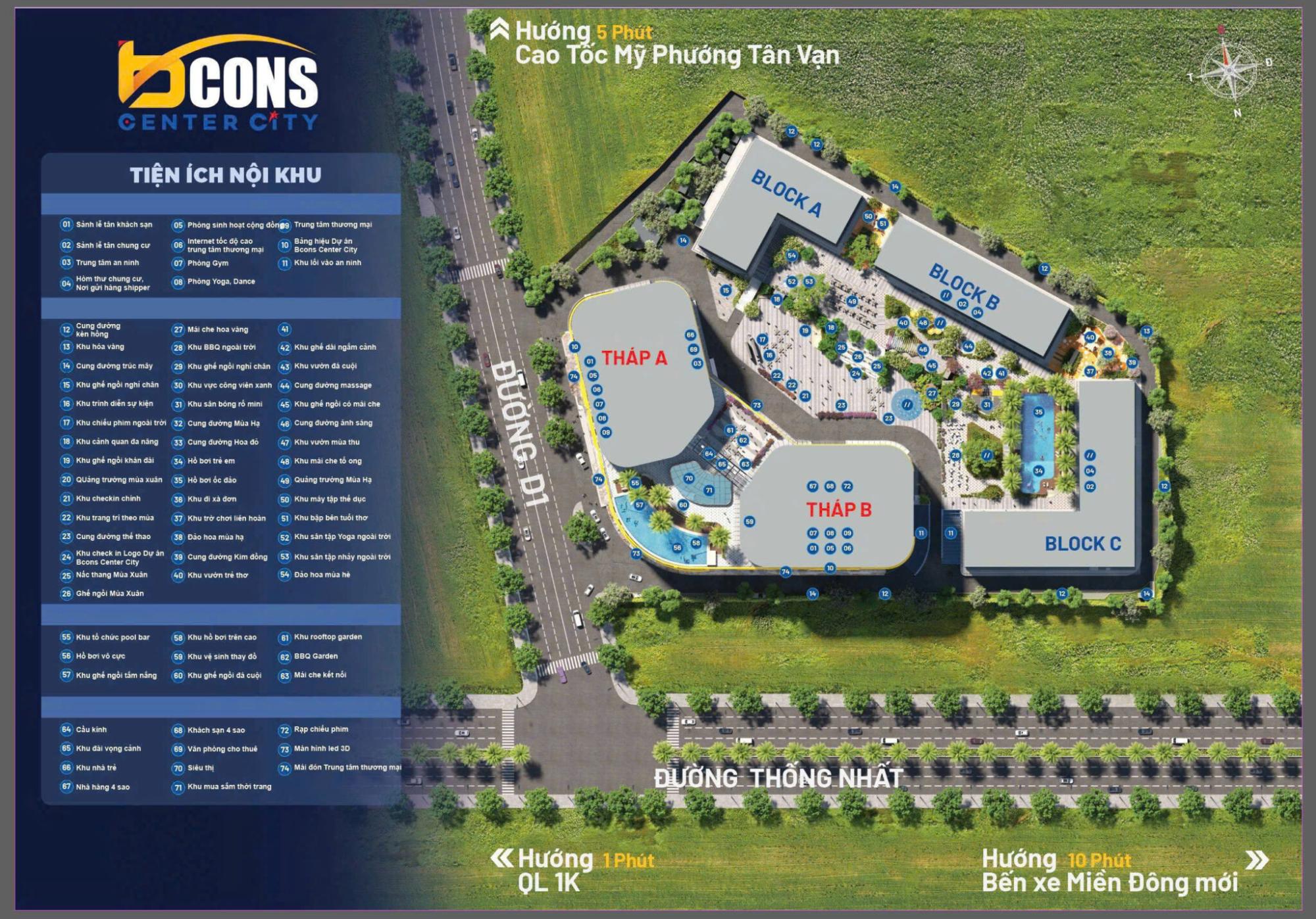 Bcons Center City mặt bằng tiện ích