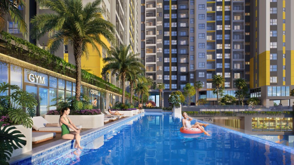 tiện ích căn hộ Bcons New SKy hồ bơi